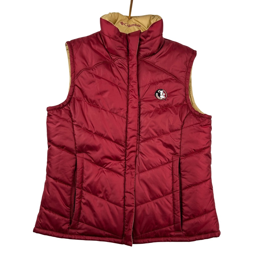 Columbia Puffer Vest Womens M FSU Florida State Seminoles Reversible Full Zip